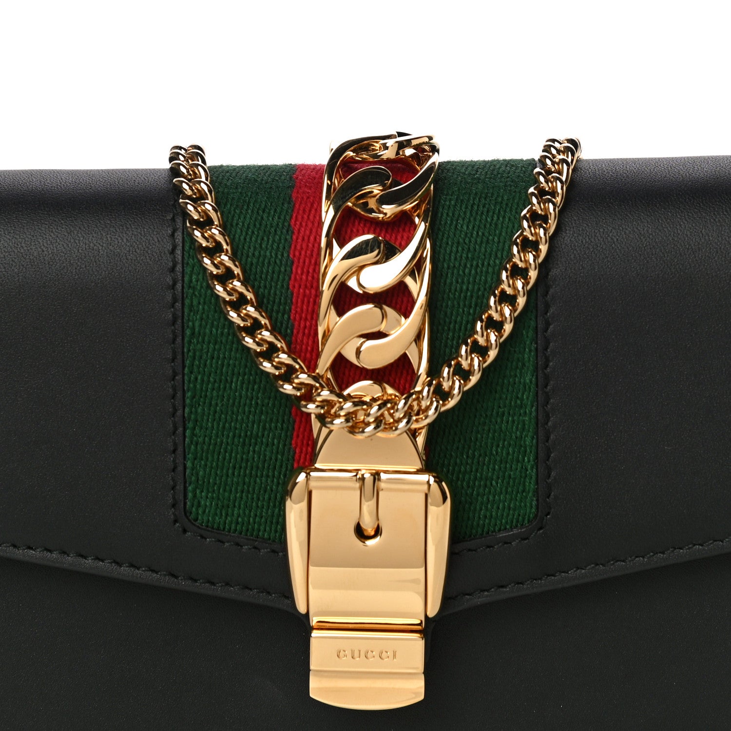 Gucci Calfskin Super Mini Sylvie Chain Shoulder Bag Black 8 of 14