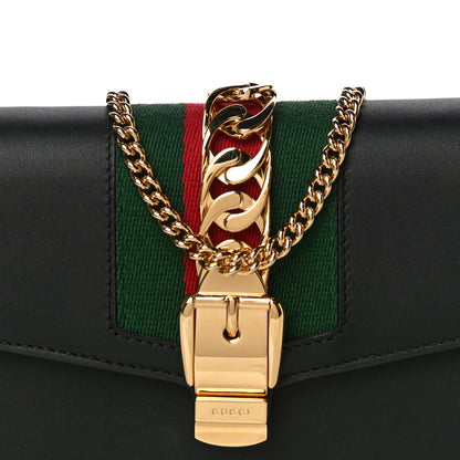 Gucci Calfskin Super Mini Sylvie Chain Shoulder Bag Black 8 of 14