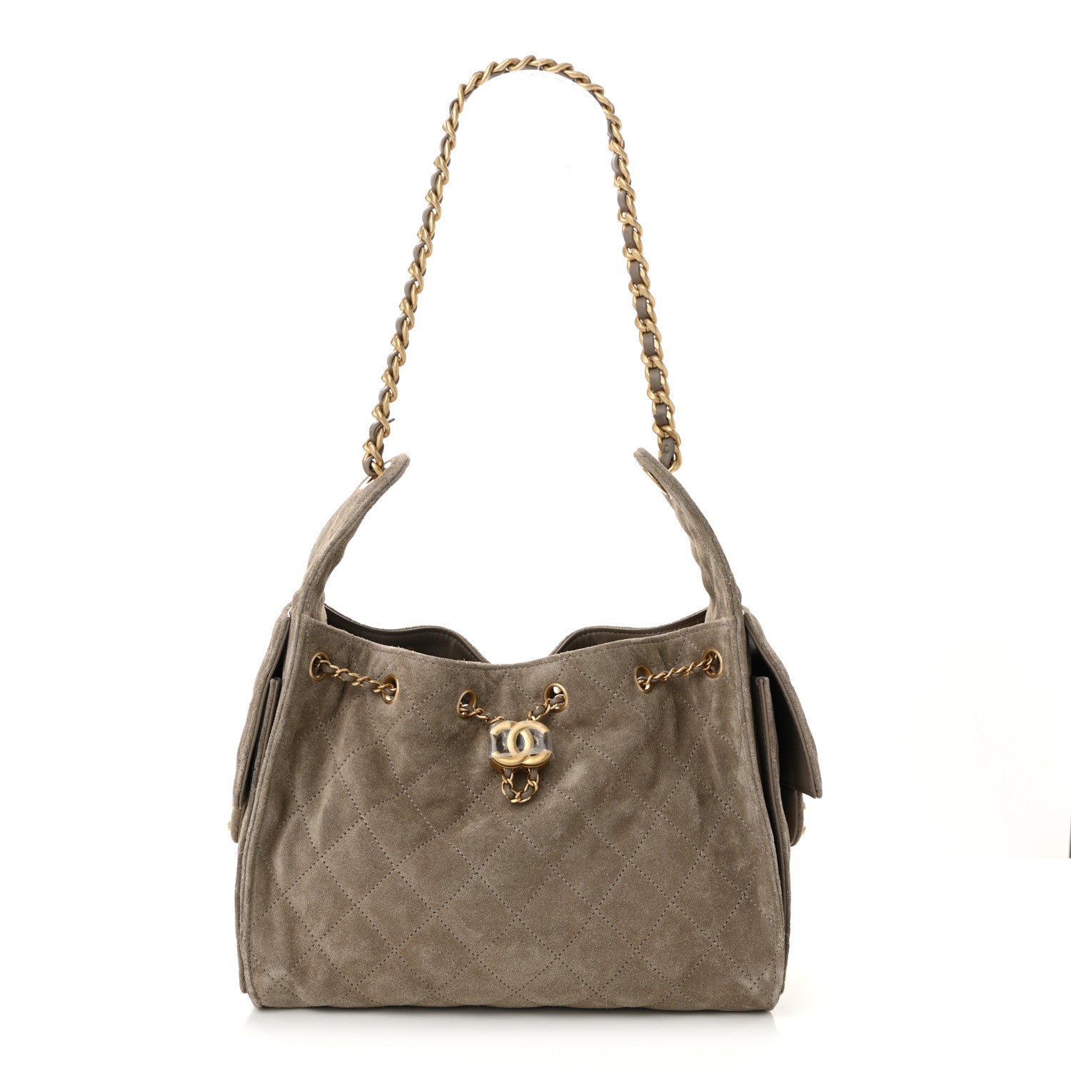 Chanel Suede Quilted Small Chanel 25 Handbag Dark Grey 1 of 10