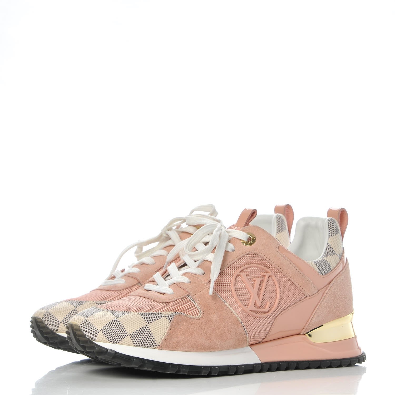 Louis Vuitton Suede Damier Azur Run Away Sneakers 38 Pink 3 of 12
