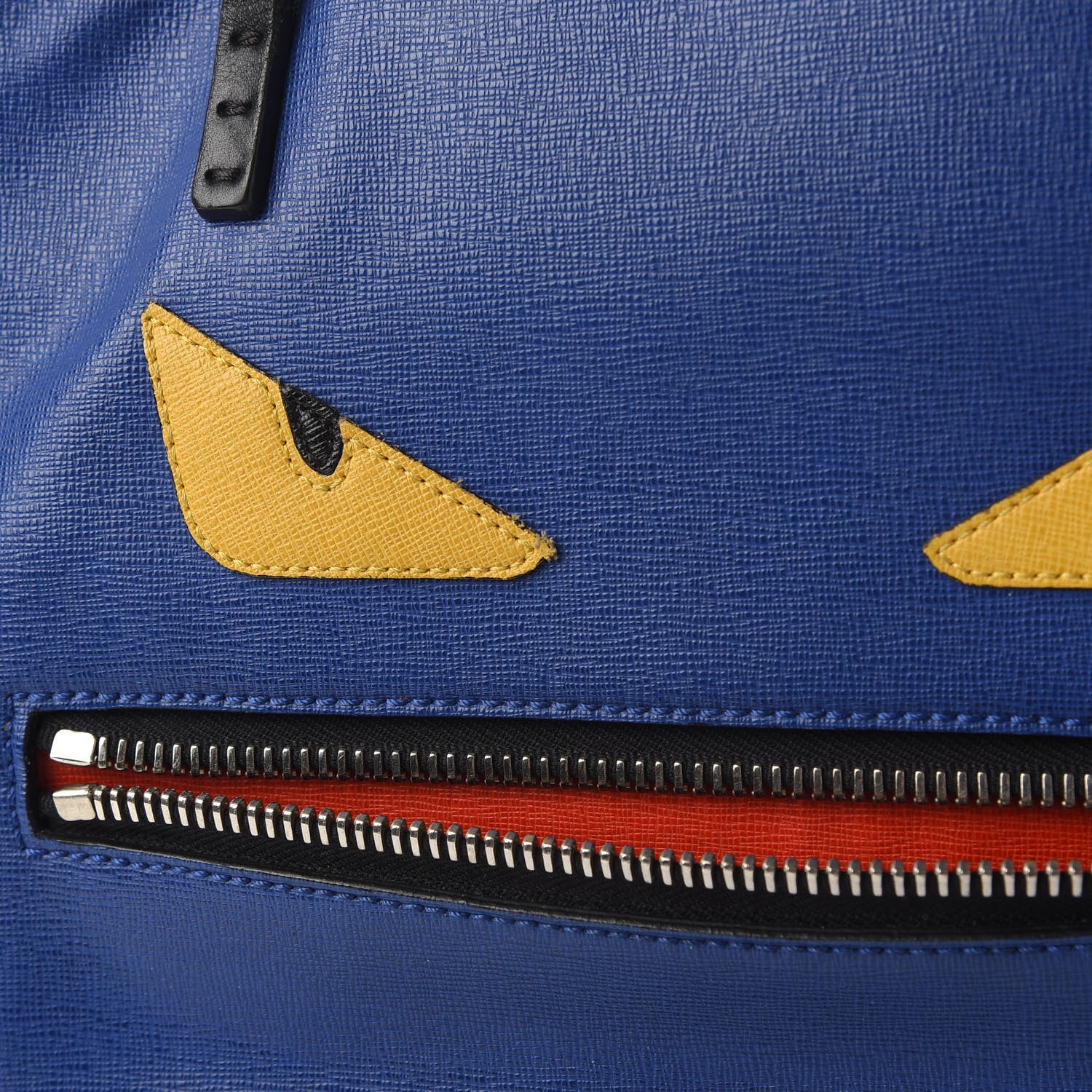 Fendi Vitello Elite Cuoio Monster Buggies Medium Roll Tote Blue Neon Black Multicolor Rosso Scuro 11 of 15