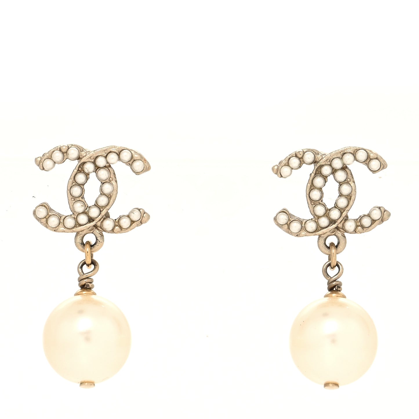 Pearl CC Drop Earrings Gold
