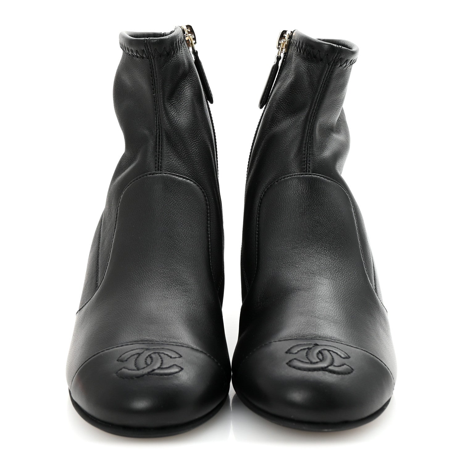 Chanel Stretch Lambskin Cap Toe CC Short Boots 35 Black 3 of 9