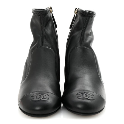 Chanel Stretch Lambskin Cap Toe CC Short Boots 35 Black 3 of 9