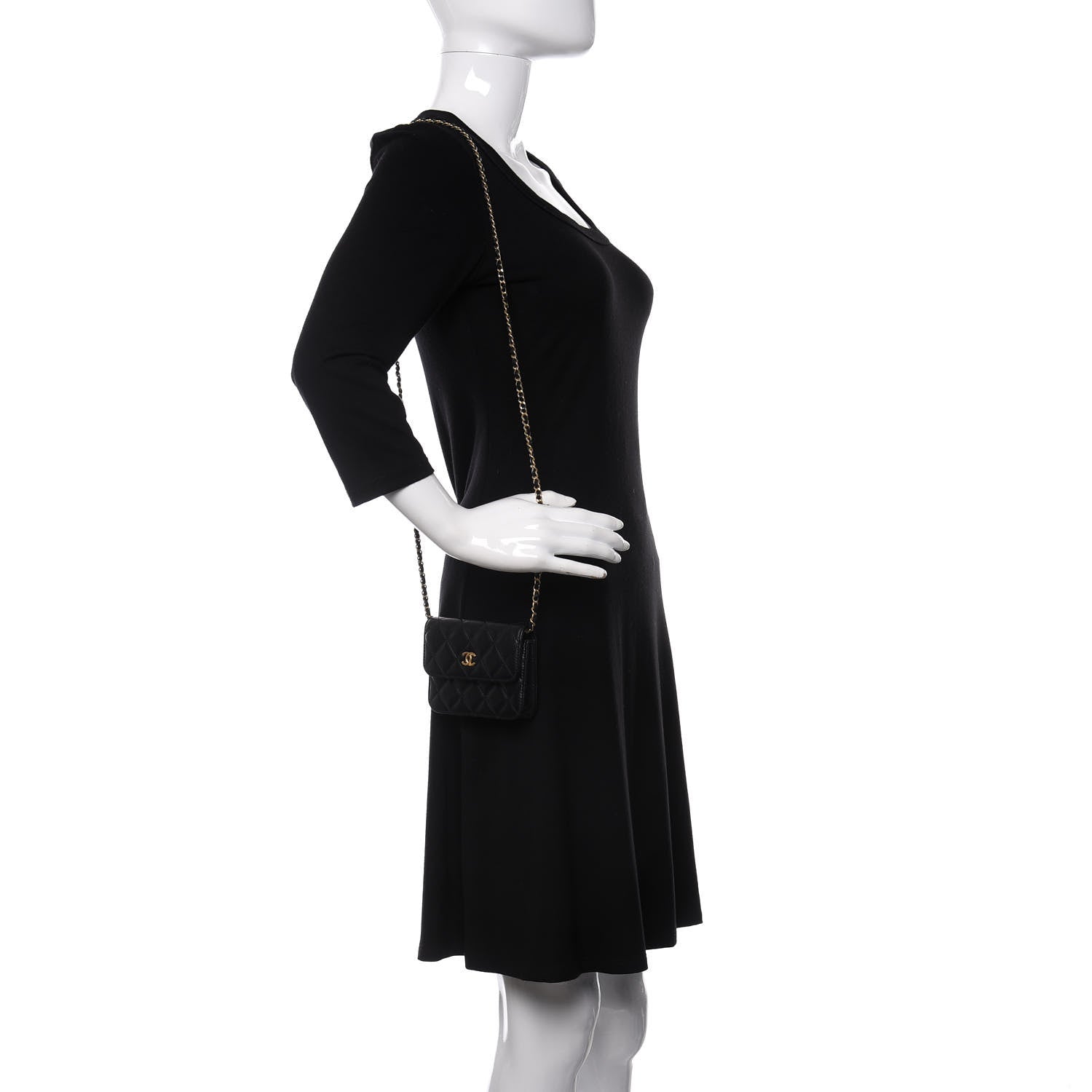 Chanel Lambskin Quilted Pearl Crush Clutch With Chain Black 2 of 10