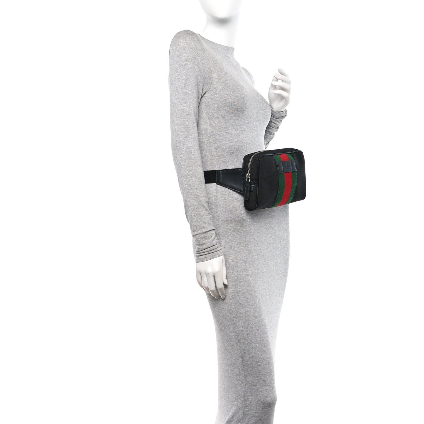 Canvas Web Slim Belt Bag Black