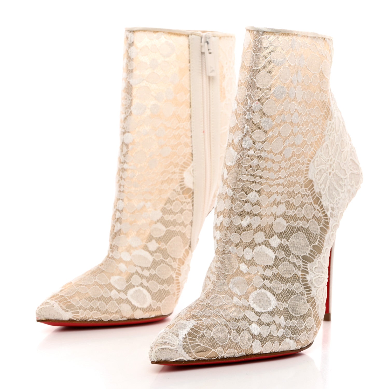 Christian Louboutin Lace Gipsybootie 100 Ankle Boots 38.5 White 3 of 7