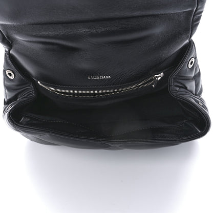 Balenciaga Nappa Calfskin Quilted Touch B Puffy Clutch Black 4 of 10