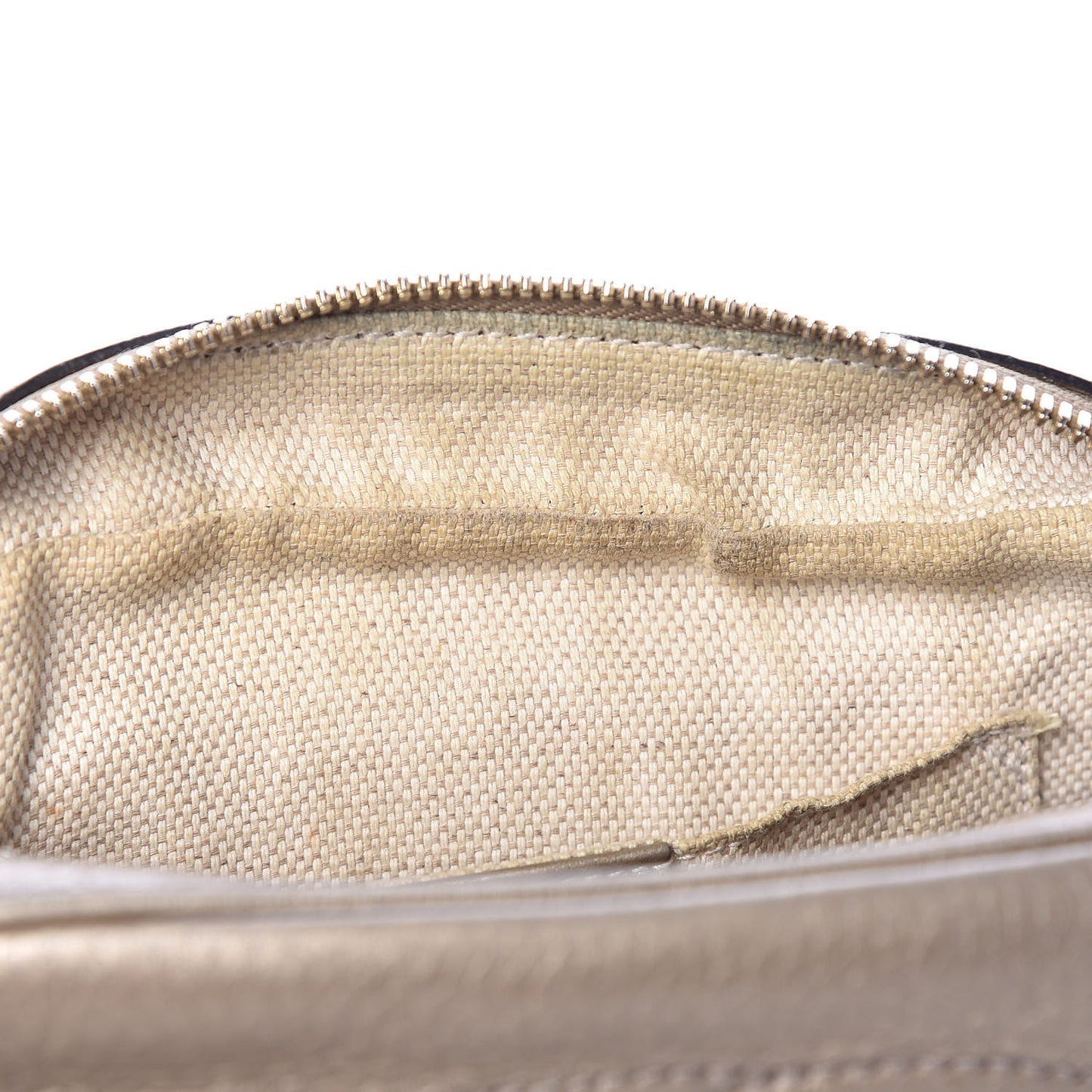Metallic Pebbled Calfskin Small Soho Disco Bag Golden Beige