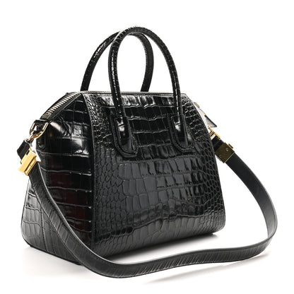 Givenchy Calfskin Crocodile Embossed Small Antigona Black 3 of 10