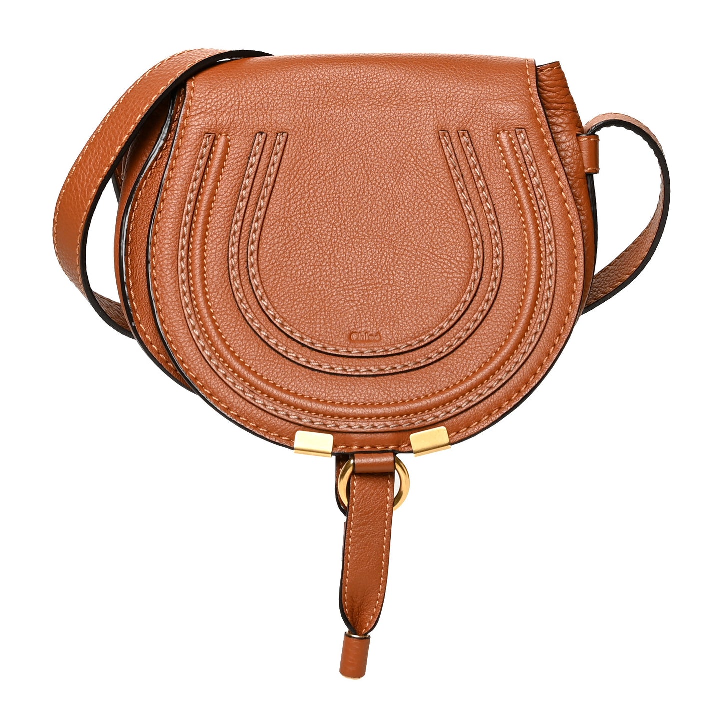 Calfskin Mini Marcie Round Crossbody Bag Tan