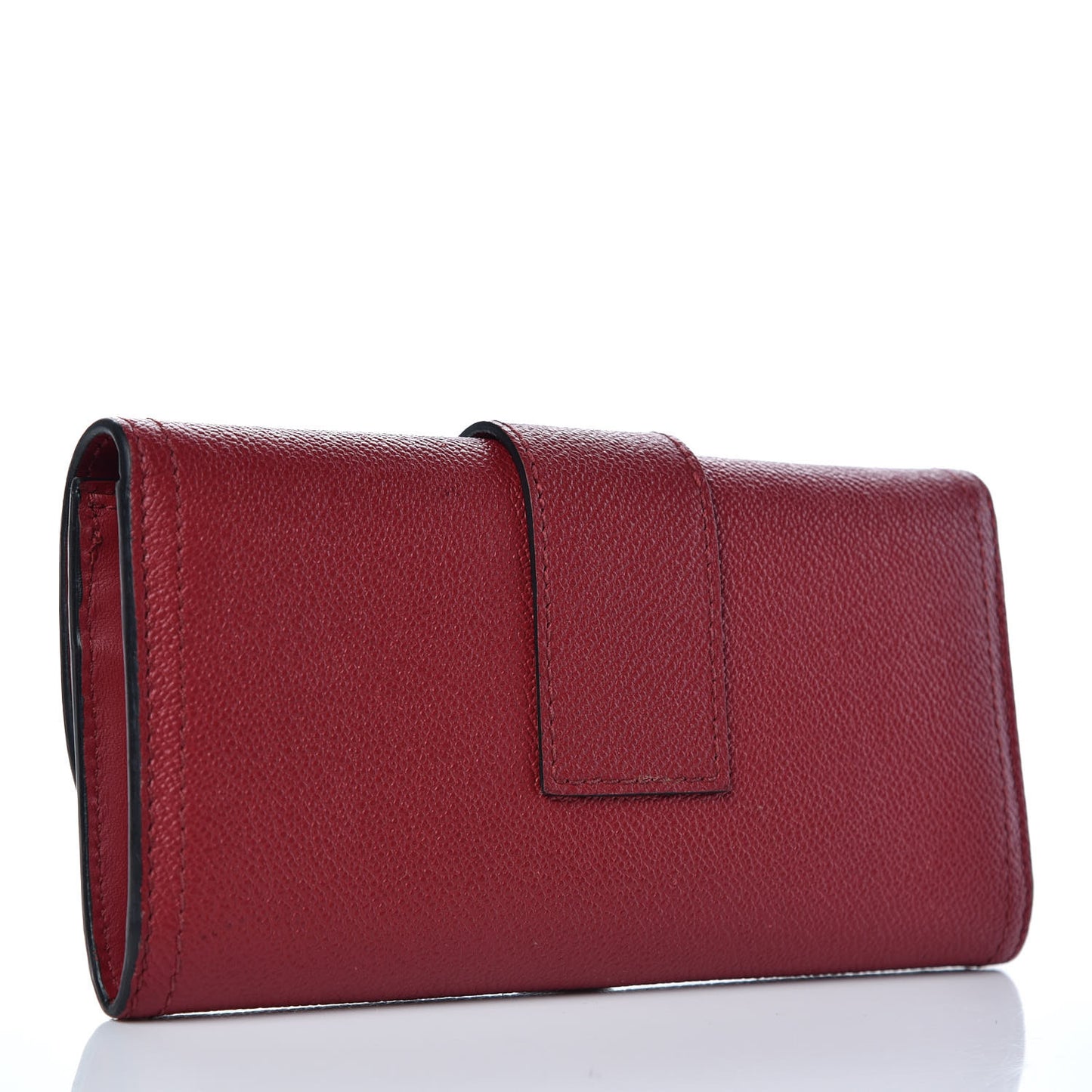 Grainy Leather Buckle Detail Flap Wallet Red