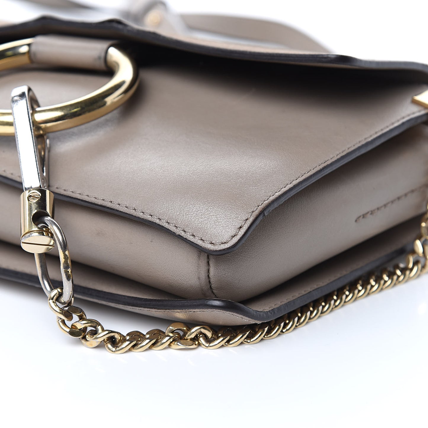 Suede Calfskin Small Faye Shoulder Bag Motty Grey