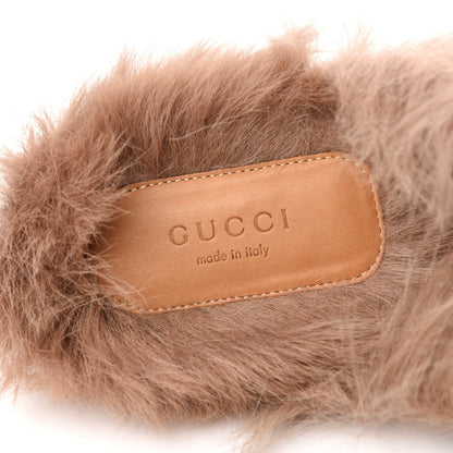 Gucci Velvet GG Monogram Fur Womens Princetown Slippers 39 Brown Black Natural 8 of 10