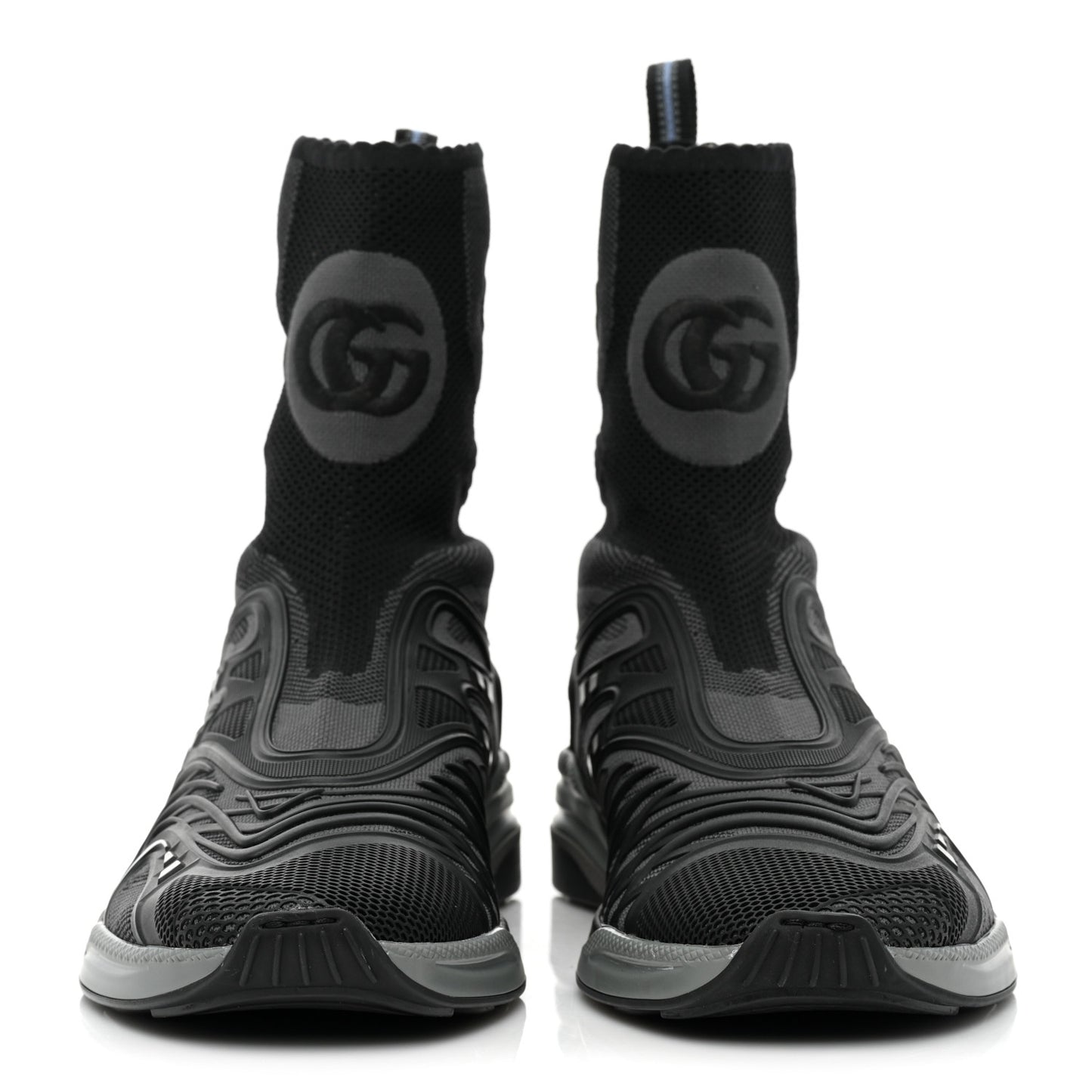 Rubber Technical Fabric Mens Ultrapace R Mid Top Sock Sneakers 8 Black Grey Silver Loess