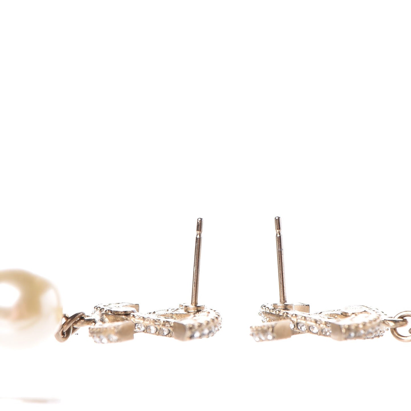Crystal Pearl CC Drop Earrings Gold