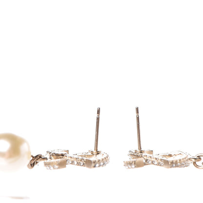 Chanel Crystal Pearl CC Drop Earrings Gold 4 of 6