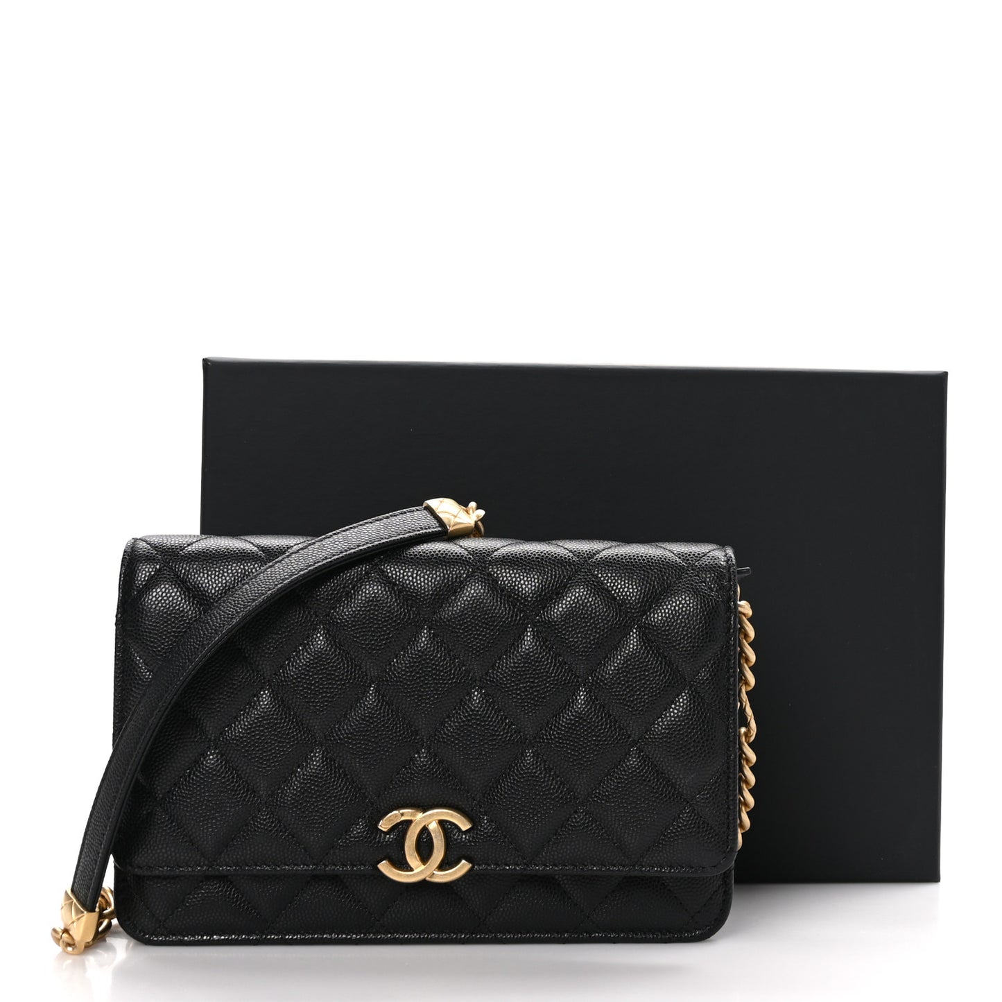 Caviar Quilted Bracelet On Chain Wallet On Chain WOC Black
