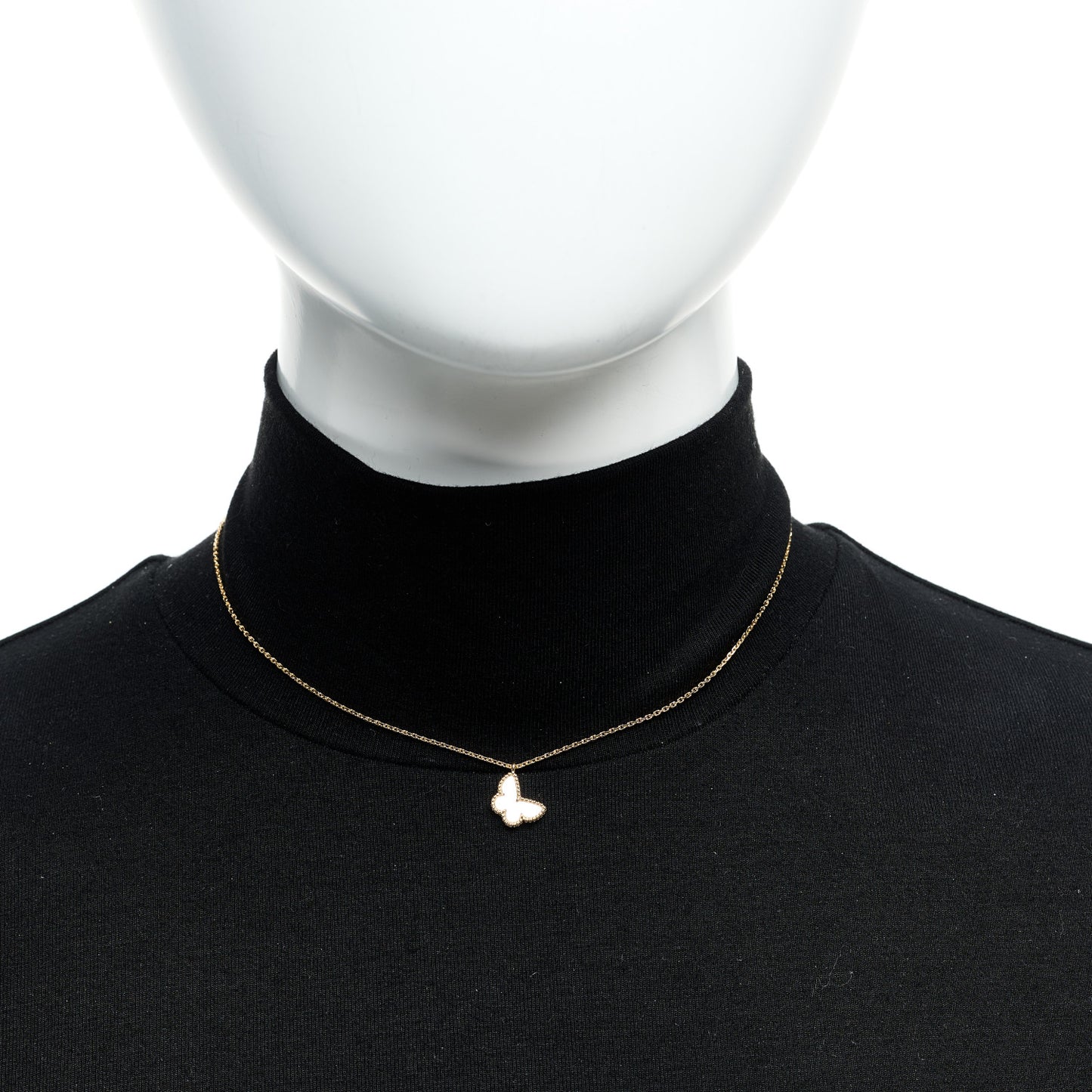 18K Yellow Gold Mother of Pearl Sweet Alhambra Butterfly Pendant Necklace
