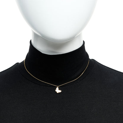 Van Cleef & Arpels 18K Yellow Gold Mother of Pearl Sweet Alhambra Butterfly Pendant Necklace 2 of 6