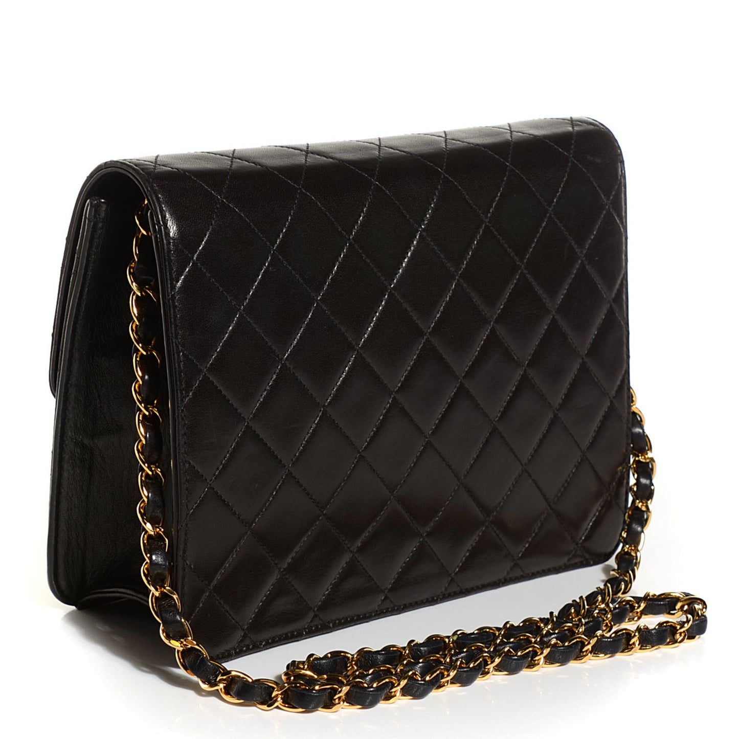 Lambskin Quilted Small Single Flap Black