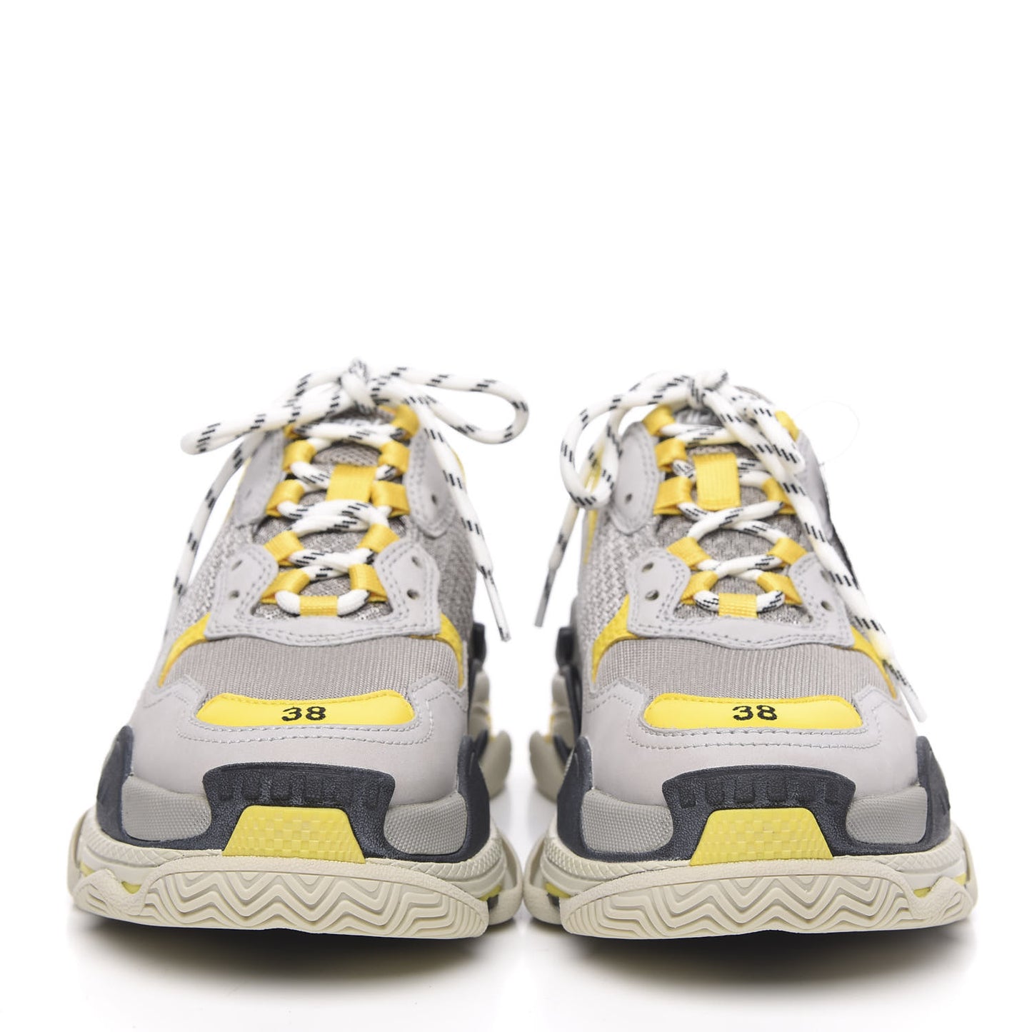 Fabric Mesh Womens Triple S Sneakers 38 Yellow Grey White