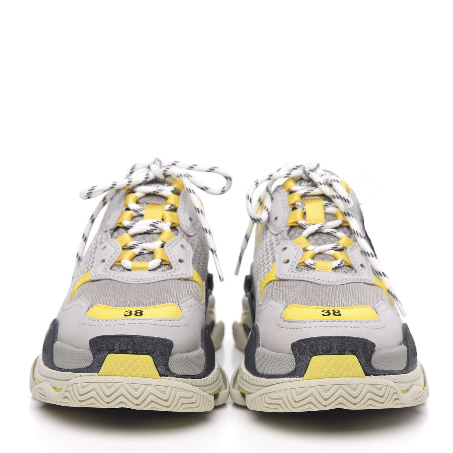 Balenciaga Fabric Mesh Womens Triple S Sneakers 38 Yellow Grey White 2 of 7