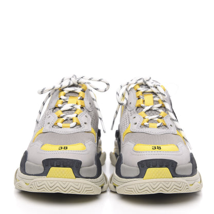 Balenciaga Fabric Mesh Womens Triple S Sneakers 38 Yellow Grey White 2 of 7