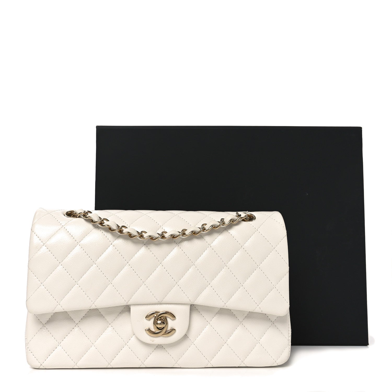 Chanel Caviar Quilted Medium Double Flap White 11 of 11