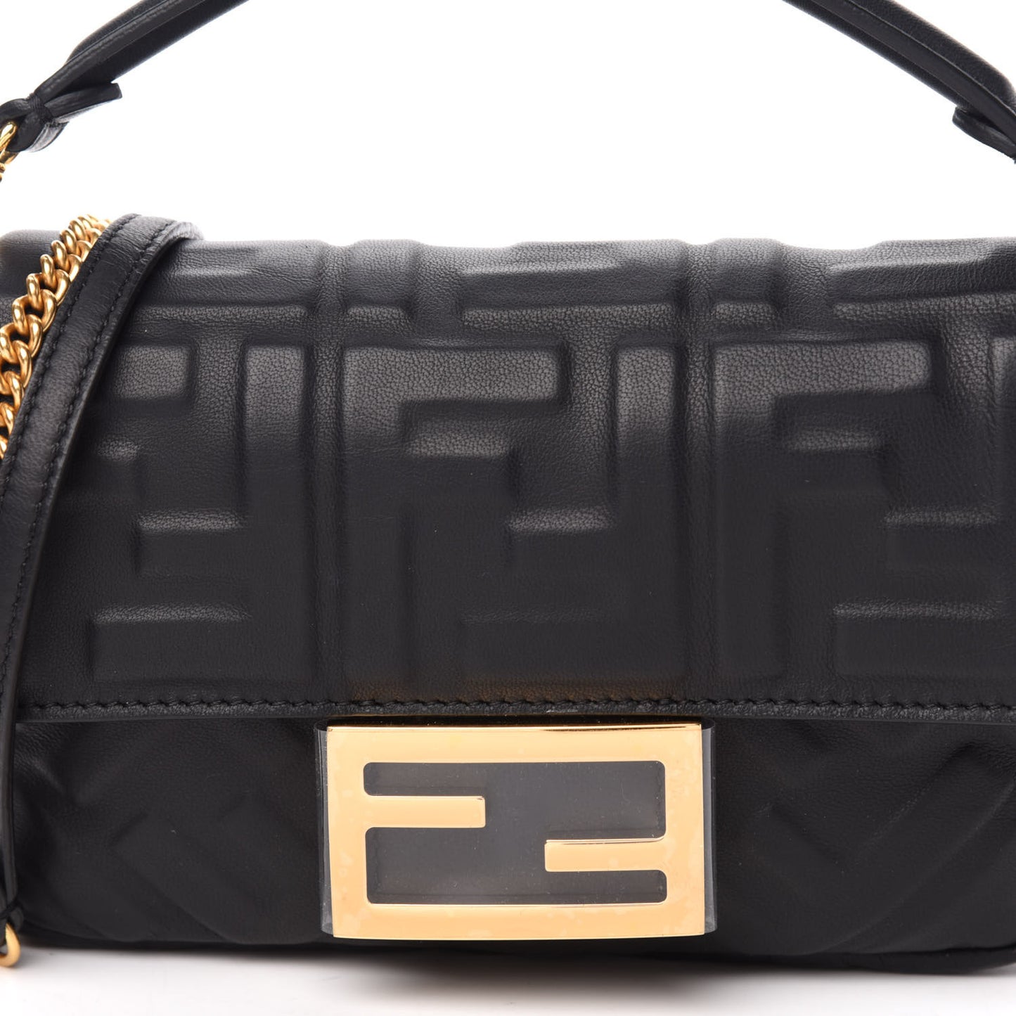 Nappa FF 1974 Embossed Mini Baguette Black