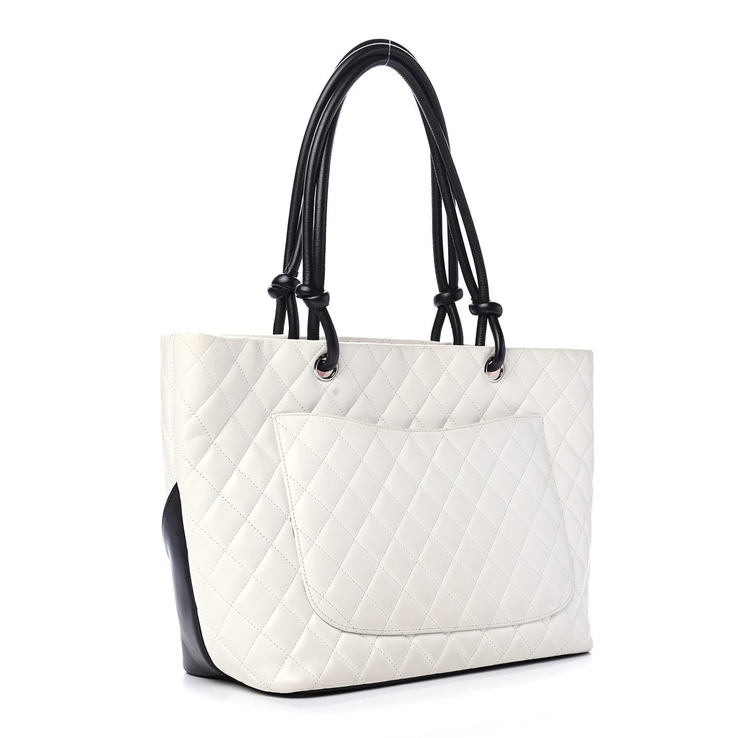 Chanel Calfskin Quilted Large Cambon Tote White Black 2 of 6