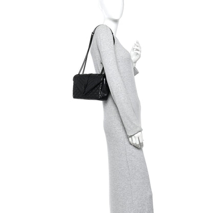 Saint Laurent Sheepskin Mixed Matelasse Triquilt Medium Monogram Monochrome College Bag Black 2 of 11