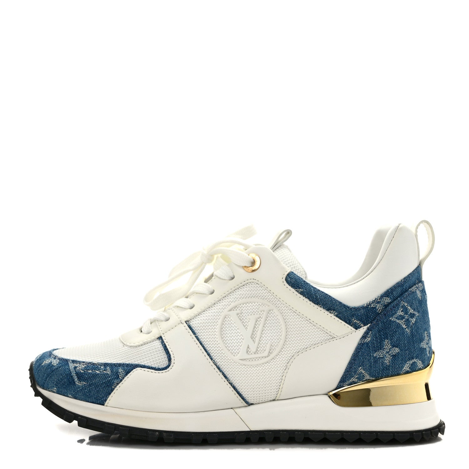 Louis Vuitton Calfskin Monogram Denim Run Away Sneakers 37.5 White 1 of 9