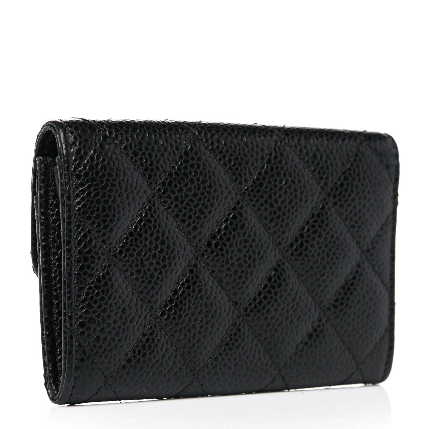 Caviar Quilted Flap Card Holder Black