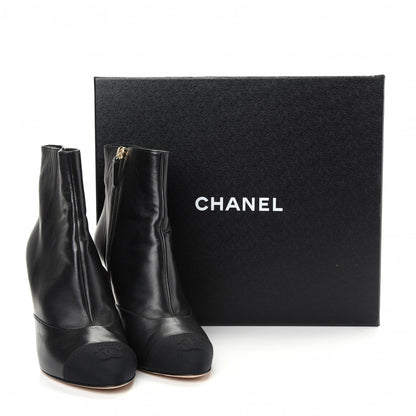 Chanel Lambskin Grosgrain Cap Toe Short Ankle Boots 39.5 Black 11 of 11