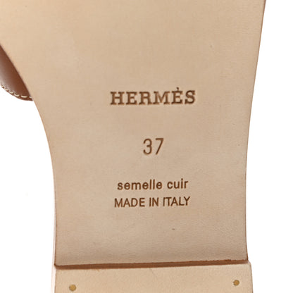 Hermes Box Calfskin Oran Sandals 37 Gold 6 of 8