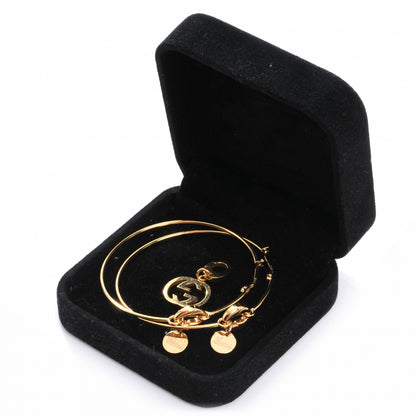 Gucci 18K Yellow Gold Bamboo Link Charm Hoop Earrings 1 of 5