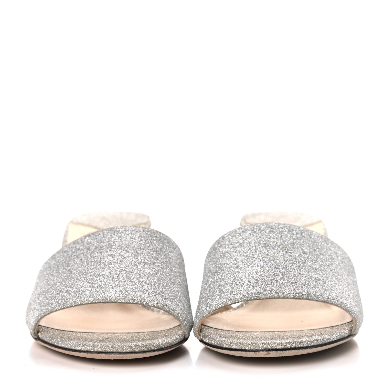 Jimmy Choo Glitter Joni Flat Slide Sandals 37 Silver 2 of 11