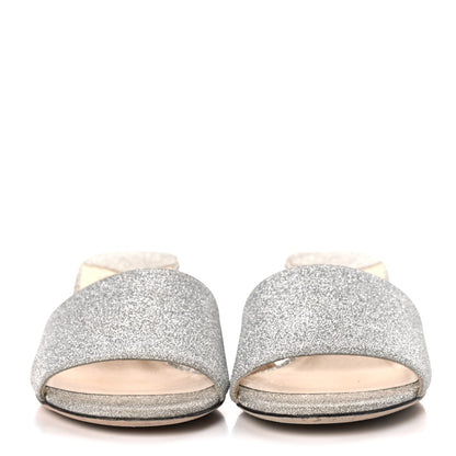 Jimmy Choo Glitter Joni Flat Slide Sandals 37 Silver 2 of 11