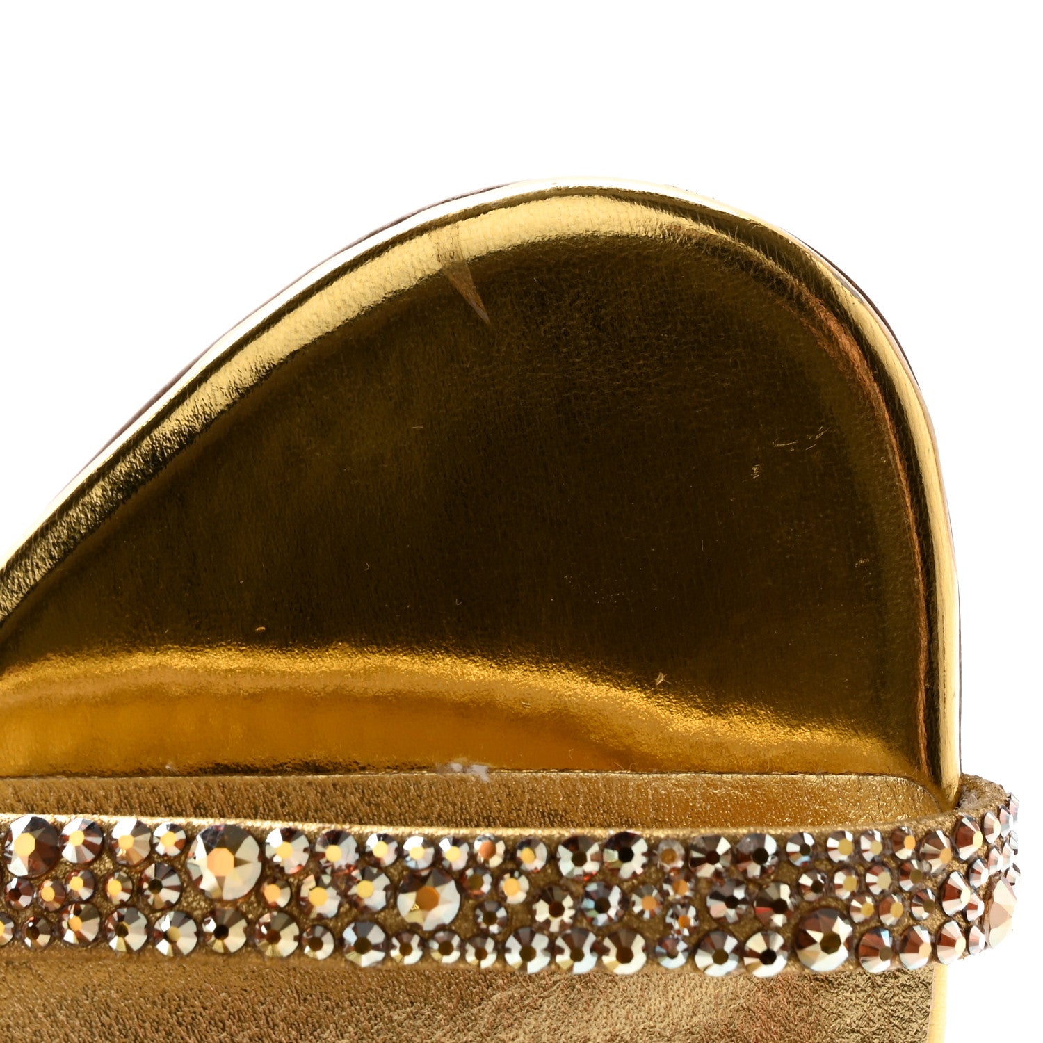 Christian Louboutin Suede Crystal Strass Rosalie 100 Sandals 37.5 Gold 8 of 23