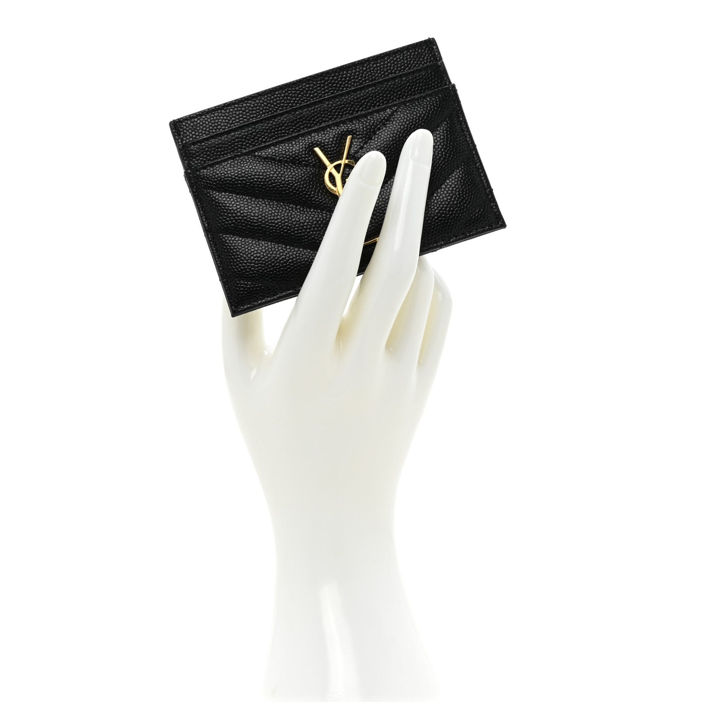 Grain De Poudre Matelasse Chevron Monogram Credit Card Case Black