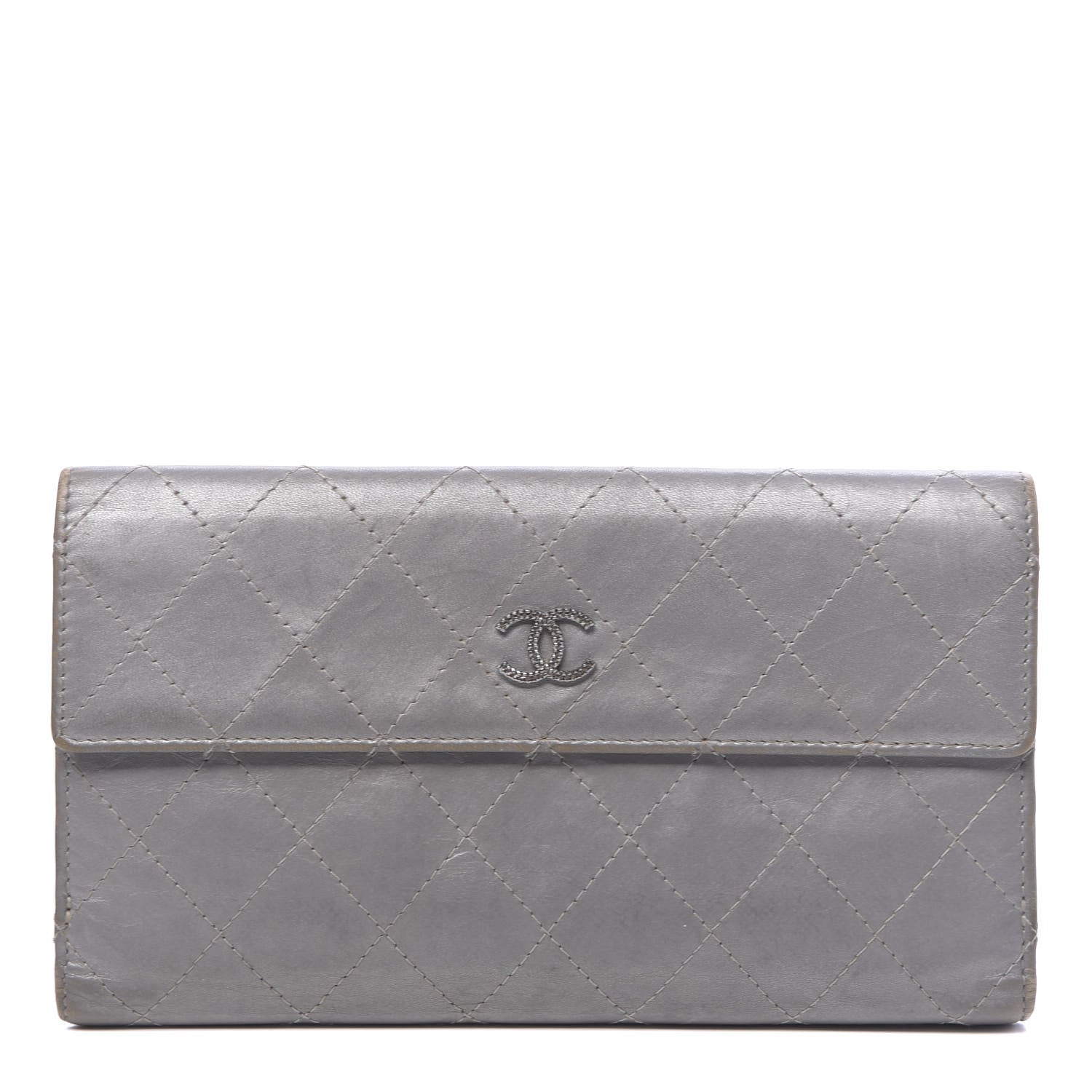 Chanel Aged Metallic Calfskin Large Palette Flap Wallet Silver 1 of 14