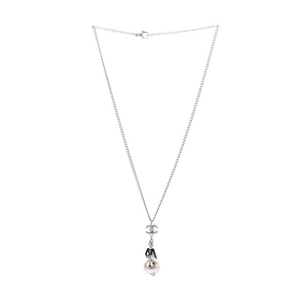 Chanel Enamel Pearl Coco Over The Moon Pendant Necklace Black Silver 3 of 5