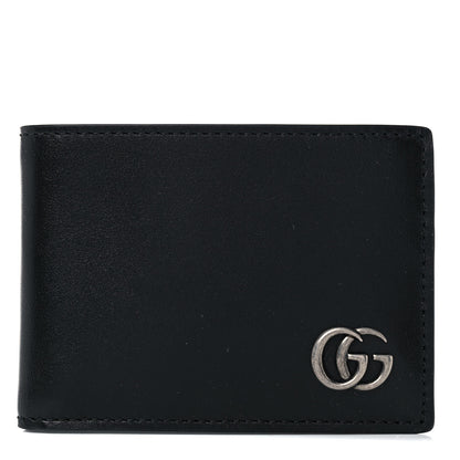 Gucci Boarded Plutone Calfskin GG Marmont Bi-Fold Wallet Black 1 of 7