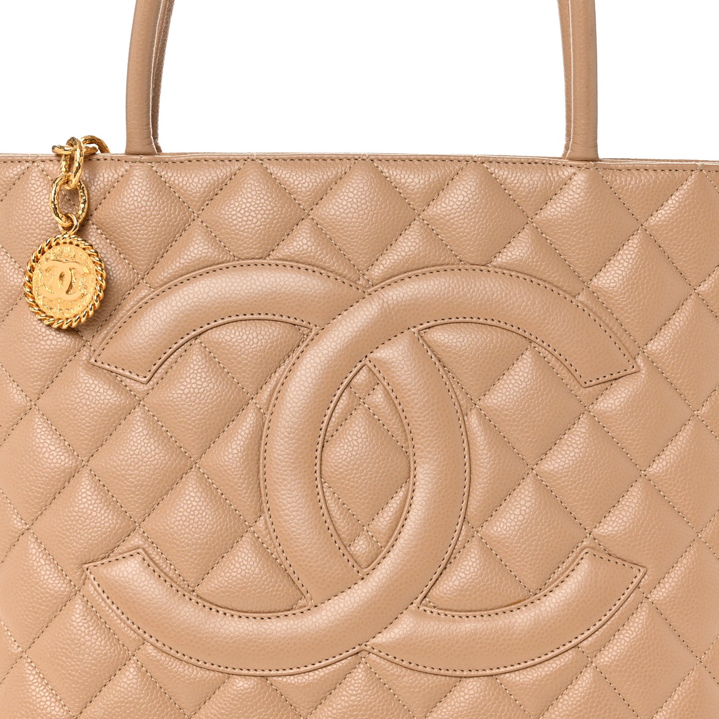 Caviar Quilted Medallion Tote Beige