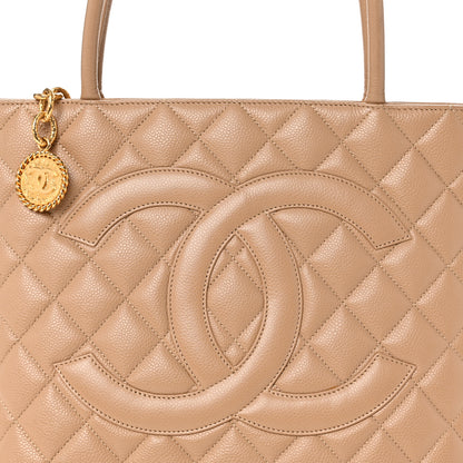 Chanel Caviar Quilted Medallion Tote Beige 8 of 10