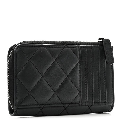 Chanel Pearly Lambskin Quilted Zip Card Holder So Black 3 of 8