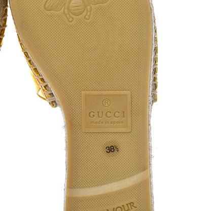 Gucci Metallic Nappa Matelasse GG Marmont Espadrille Slide Sandals 38.5 Oro 9 of 12