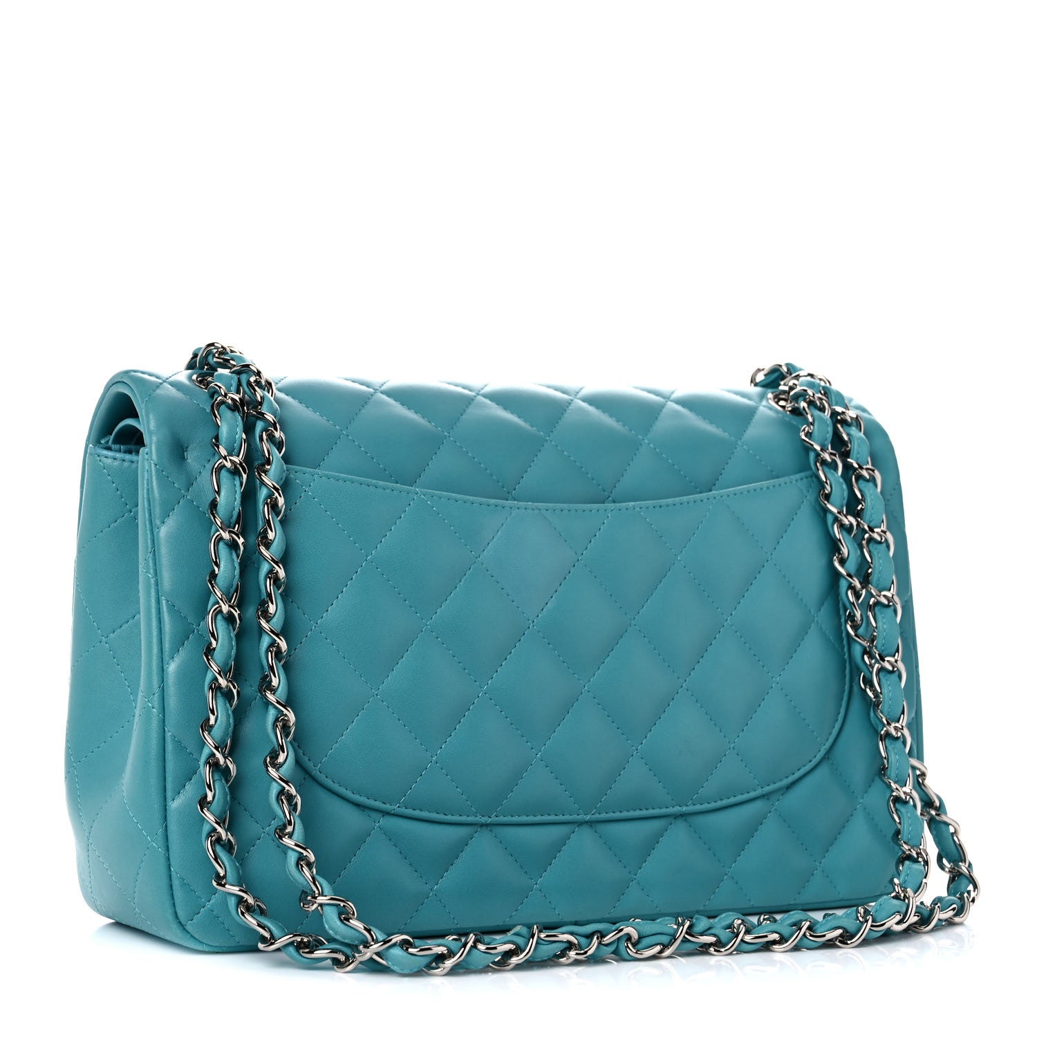 Chanel Lambskin Quilted Jumbo Double Flap Turquoise 2 of 10