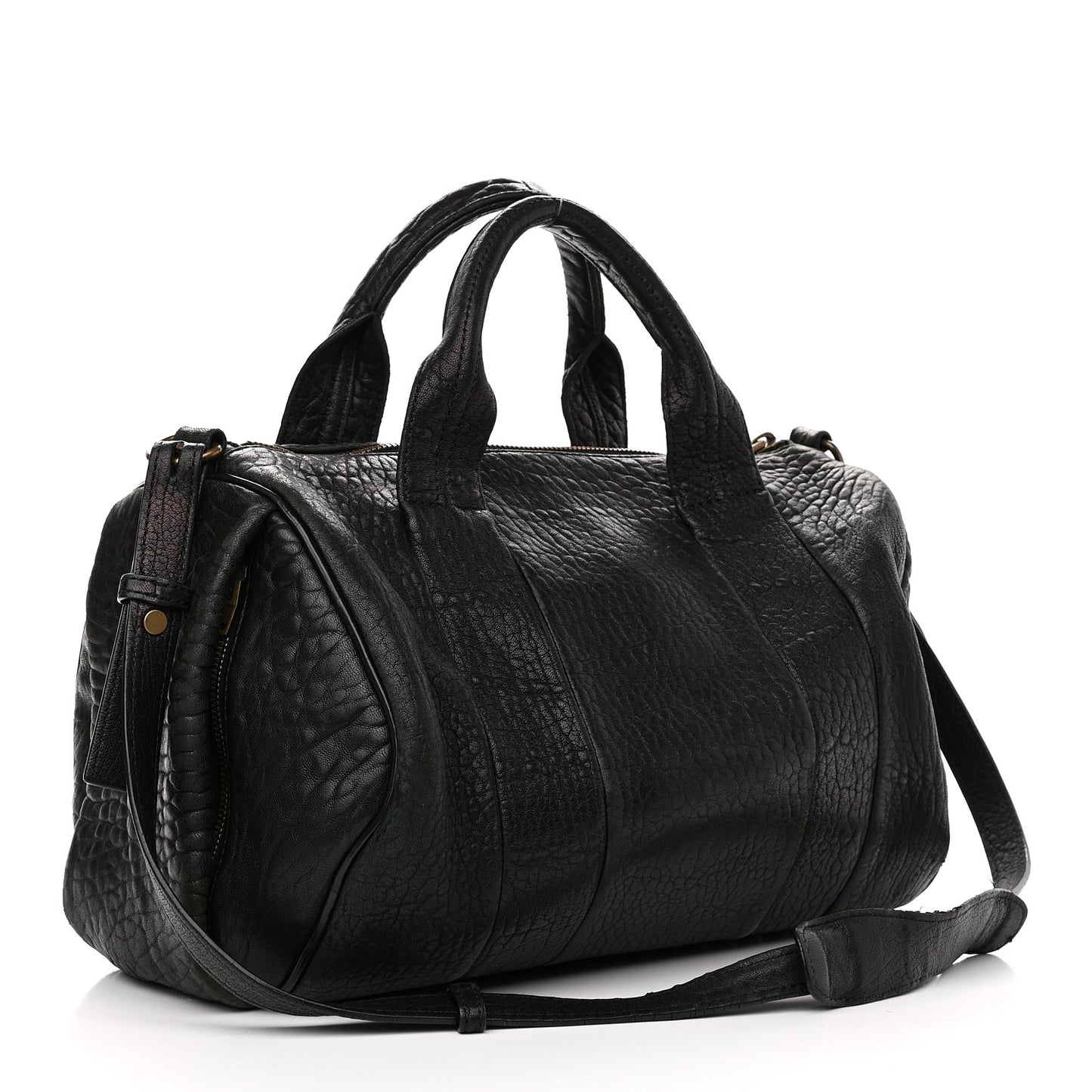 Pebbled Lambskin Rocco Black Pale Gold Hardware